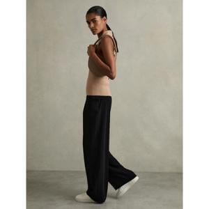 REISS Eden Elasticated-Waist Wide-Leg Twill Trousers